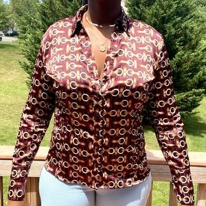 Vintage Button Down Blouse brown design
